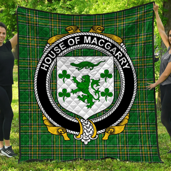 House Of Macgarry Irish Family Crest Premium Quilt - Irish National Tartan