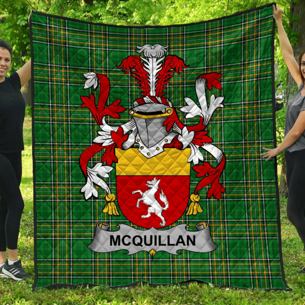 Quillan Or Mcquillan Irish Family Crest Premium Quilt - Irish National Tartan