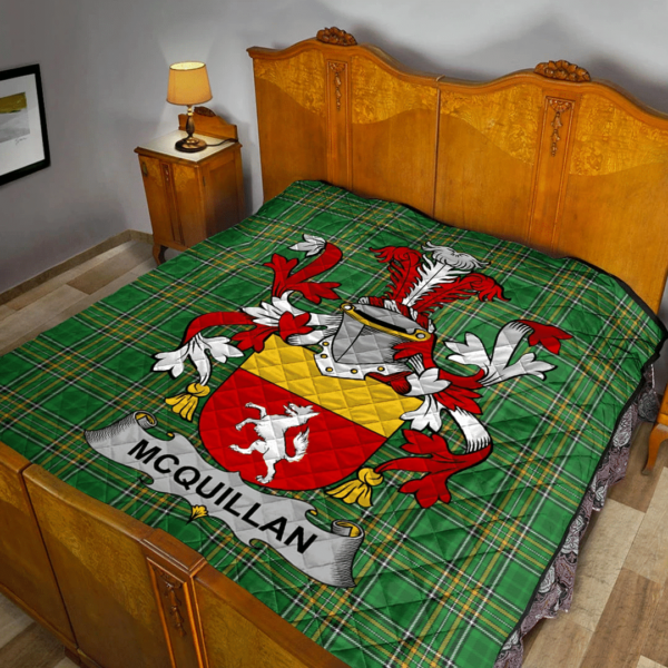 Quillan Or Mcquillan Irish Family Crest Premium Quilt - Irish National Tartan - Image 2