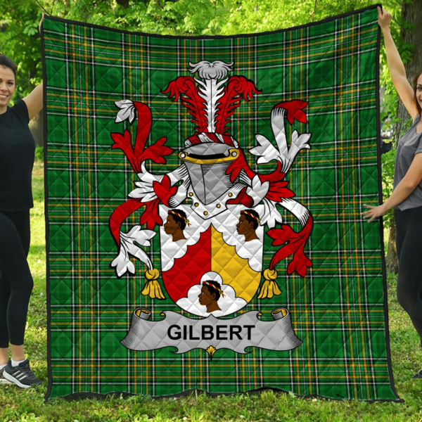 Gilbert Irish Family Crest Premium Quilt - Irish National Tartan