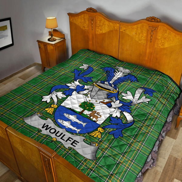 Woulfe Irish Family Crest Premium Quilt - Irish National Tartan - Image 2