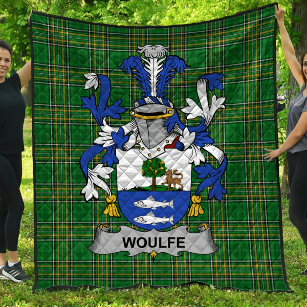 Woulfe Irish Family Crest Premium Quilt - Irish National Tartan