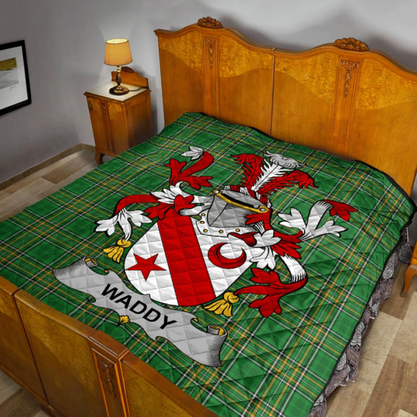 Waddy Irish Family Crest Premium Quilt - Irish National Tartan - Image 2