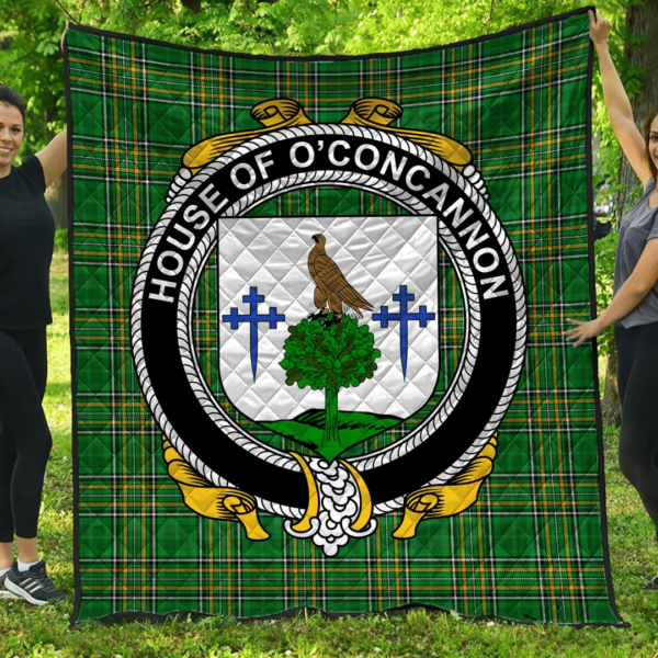 House Of O'Concannon Irish Family Crest Premium Quilt - Irish National Tartan