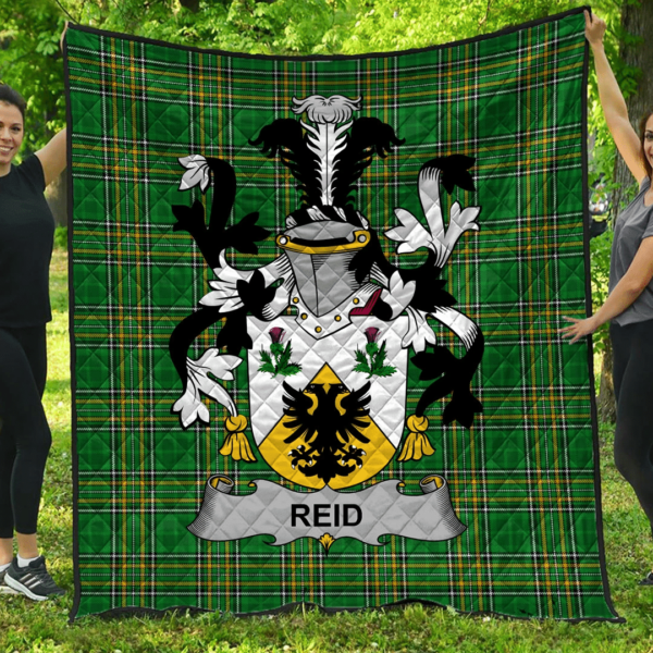 Reid Irish Family Crest Premium Quilt - Irish National Tartan