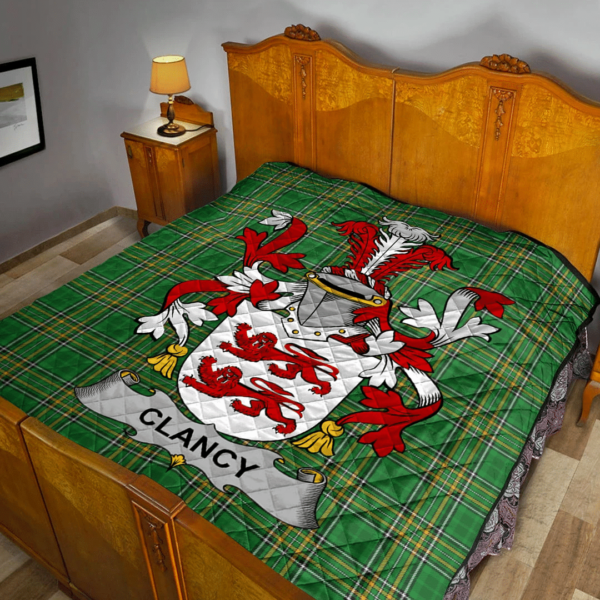 Clancy Or Mcclancy Irish Family Crest Premium Quilt - Irish National Tartan - Image 2