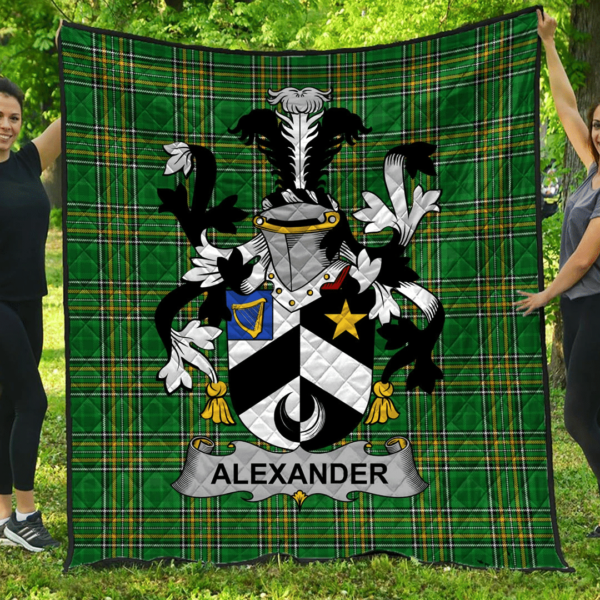 Alexander Irish Family Crest Premium Quilt - Irish National Tartan