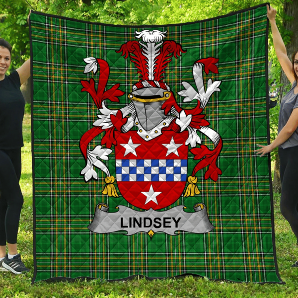 Lindsey Irish Family Crest Premium Quilt - Irish National Tartan