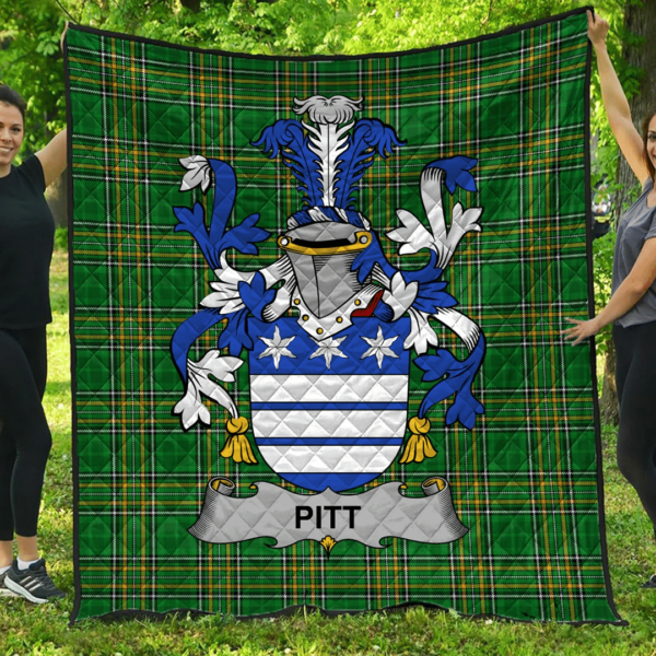 Pitt Irish Family Crest Premium Quilt - Irish National Tartan