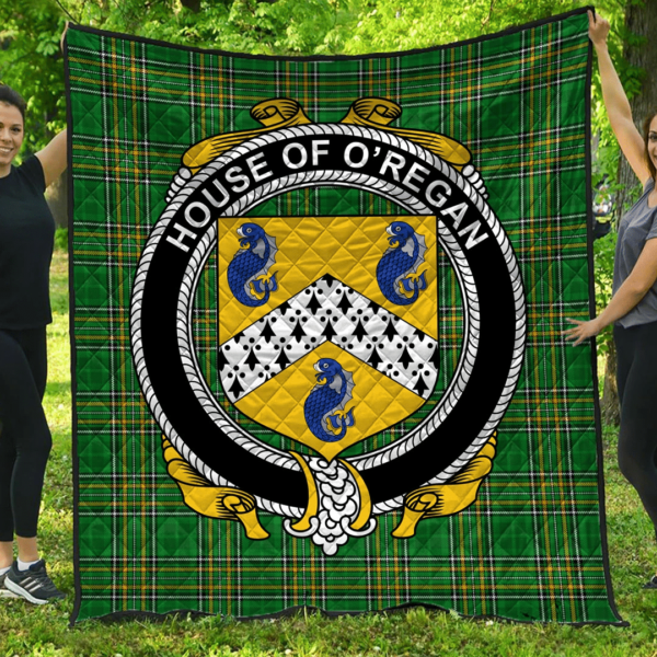 House Of O'Regan Irish Family Crest Premium Quilt - Irish National Tartan