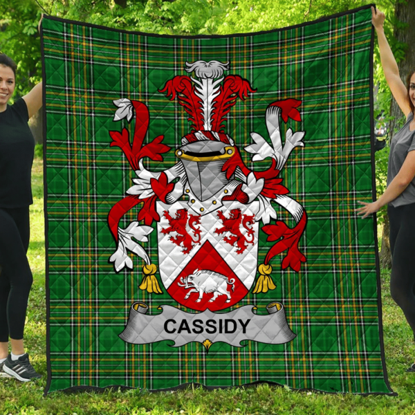 Cassidy Or O'Cassidy Irish Family Crest Premium Quilt - Irish National Tartan