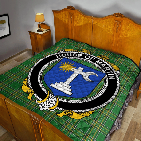 House Of Martin Irish Family Crest Premium Quilt - Irish National Tartan - Image 2