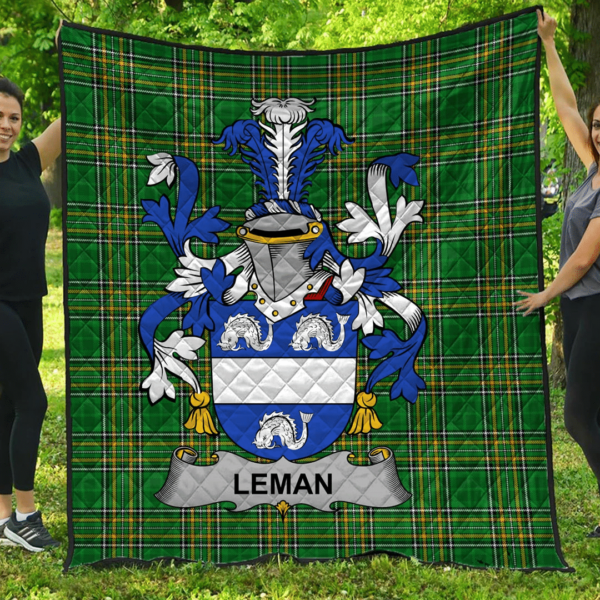 Leman Or Lemon Irish Family Crest Premium Quilt - Irish National Tartan