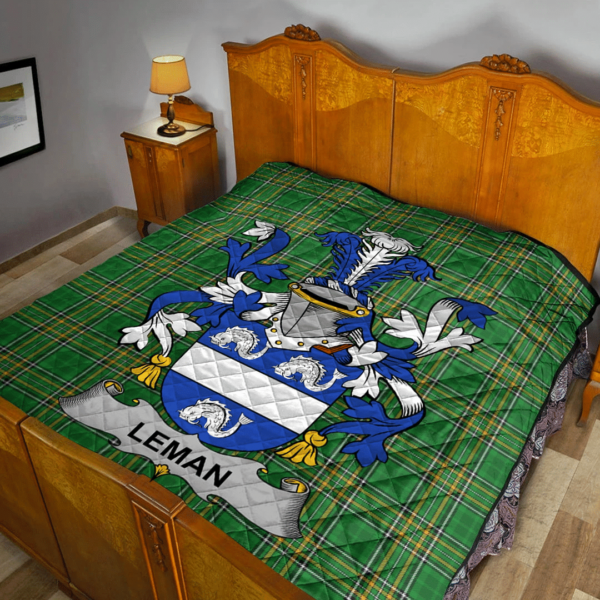 Leman Or Lemon Irish Family Crest Premium Quilt - Irish National Tartan - Image 2