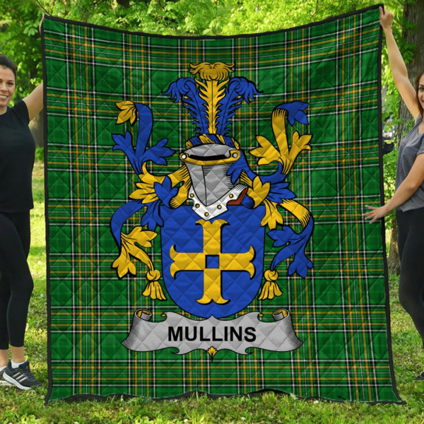 Mullins Or O'Mullins Irish Family Crest Premium Quilt - Irish National Tartan