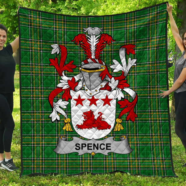 Spence Irish Family Crest Premium Quilt - Irish National Tartan