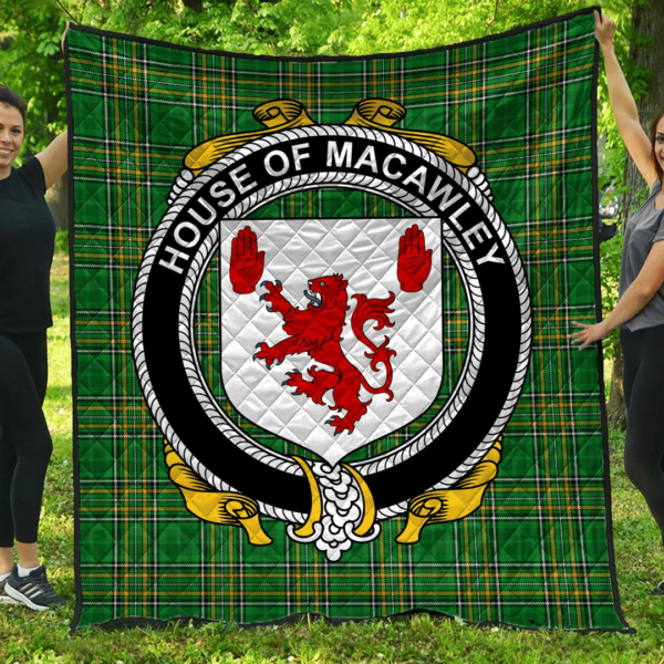 House Of Macawley Irish Family Crest Premium Quilt - Irish National Tartan