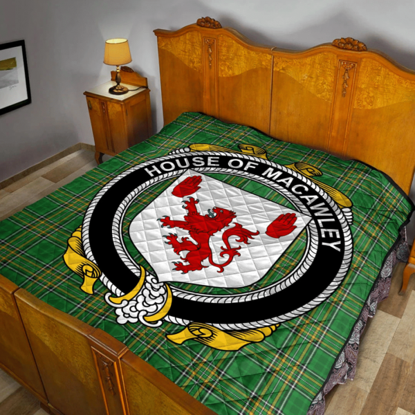 House Of Macawley Irish Family Crest Premium Quilt - Irish National Tartan - Image 2