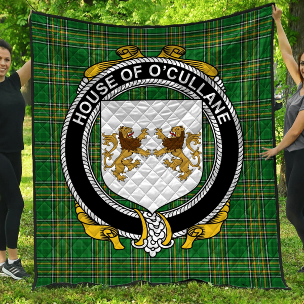 House Of O'Cullane (Or Collins) Irish Family Crest Premium Quilt - Irish National Tartan