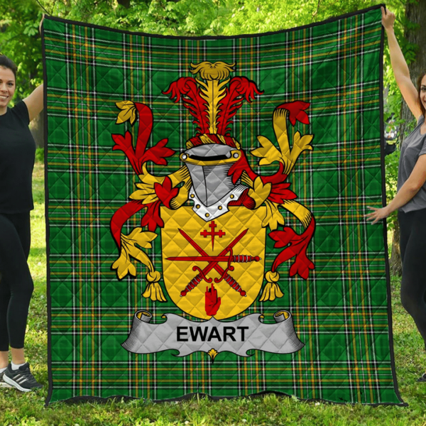 Ewart Irish Family Crest Premium Quilt - Irish National Tartan