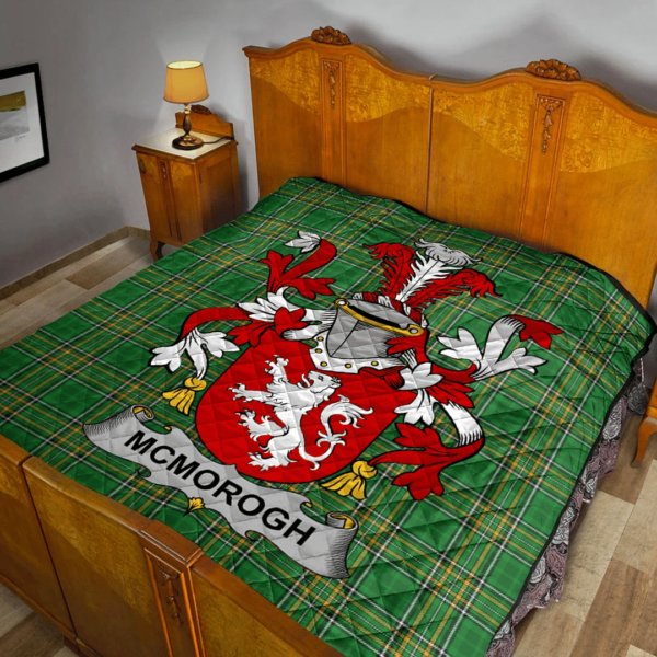 Mcmorogh Or Mcmorrow Irish Family Crest Premium Quilt - Irish National Tartan - Image 2