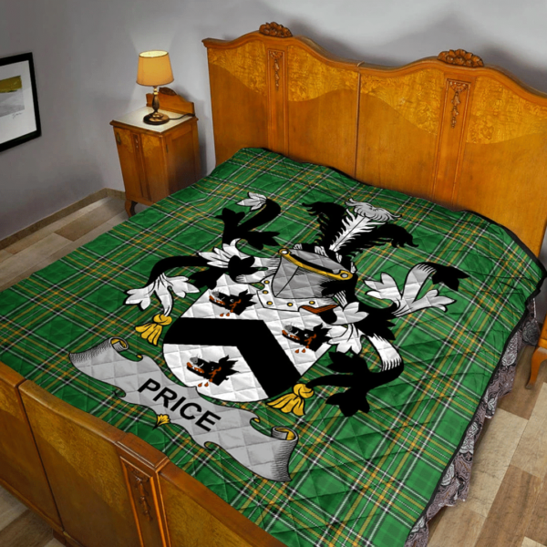 Price Irish Family Crest Premium Quilt - Irish National Tartan - Image 2