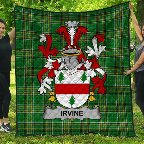 Irvine Irish Family Crest Premium Quilt - Irish National Tartan