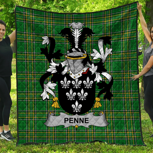 Penne Or Penn Irish Family Crest Premium Quilt - Irish National Tartan