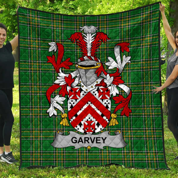 Garvey Or O'Garvey Irish Family Crest Premium Quilt - Irish National Tartan