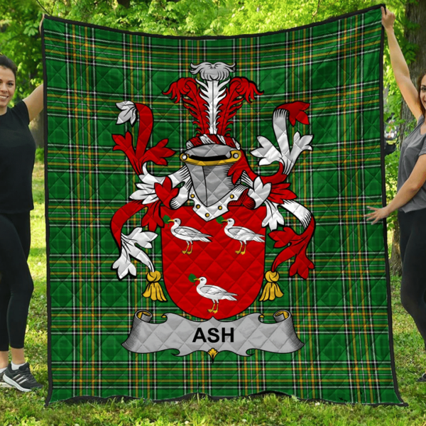 Ash Irish Family Crest Premium Quilt - Irish National Tartan