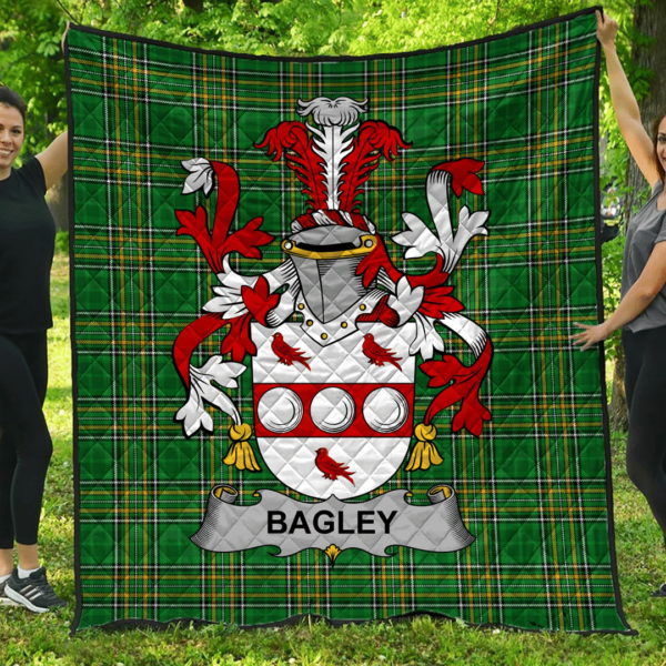 Bagley Or Begley Irish Family Crest Premium Quilt - Irish National Tartan