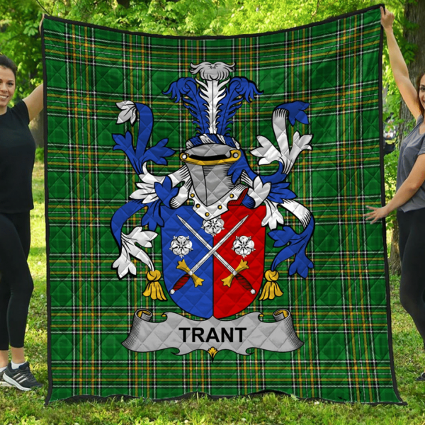 Trant Or Trent Irish Family Crest Premium Quilt - Irish National Tartan