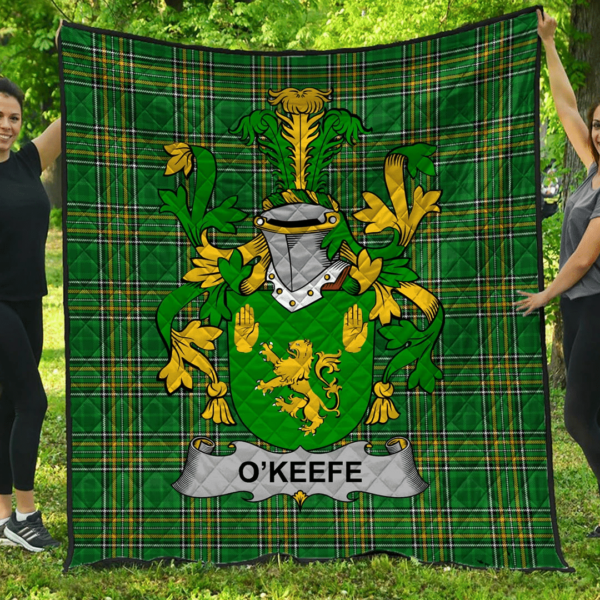 Keefe Or O'Keefe Irish Family Crest Premium Quilt - Irish National Tartan