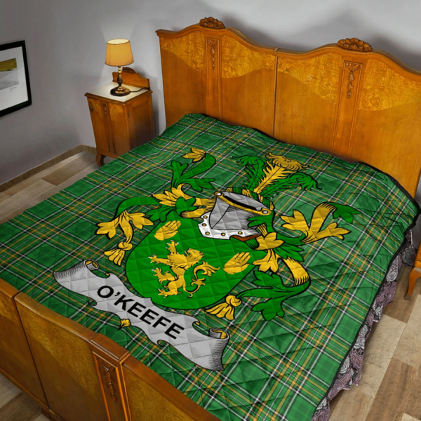 Keefe Or O'Keefe Irish Family Crest Premium Quilt - Irish National Tartan - Image 2