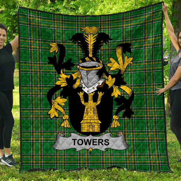 Towers Irish Family Crest Premium Quilt - Irish National Tartan