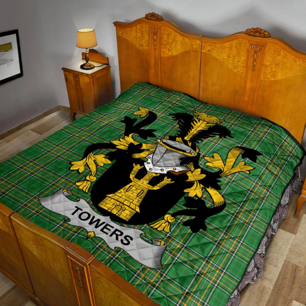 Towers Irish Family Crest Premium Quilt - Irish National Tartan - Image 2