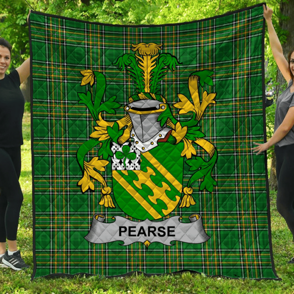 Pearse Irish Family Crest Premium Quilt - Irish National Tartan