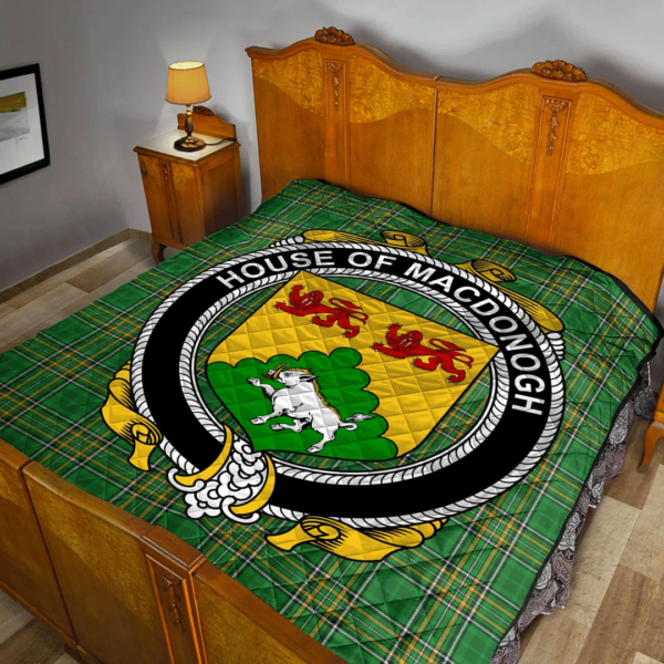 House Of Macdonogh (Connacht) Irish Family Crest Premium Quilt - Irish National Tartan - Image 2