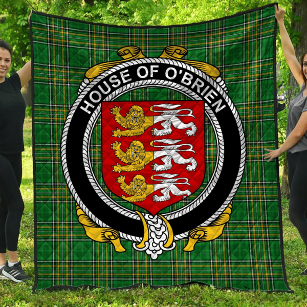 House Of O'Brien Irish Family Crest Premium Quilt - Irish National Tartan