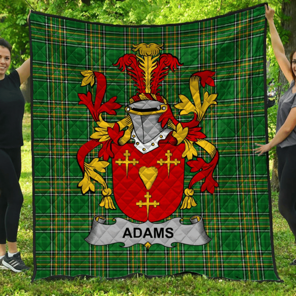 Adams Irish Family Crest Premium Quilt - Irish National Tartan