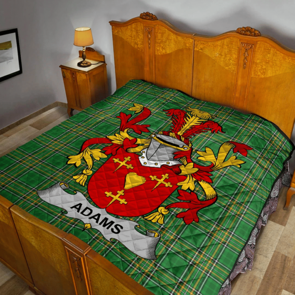 Adams Irish Family Crest Premium Quilt - Irish National Tartan - Image 2