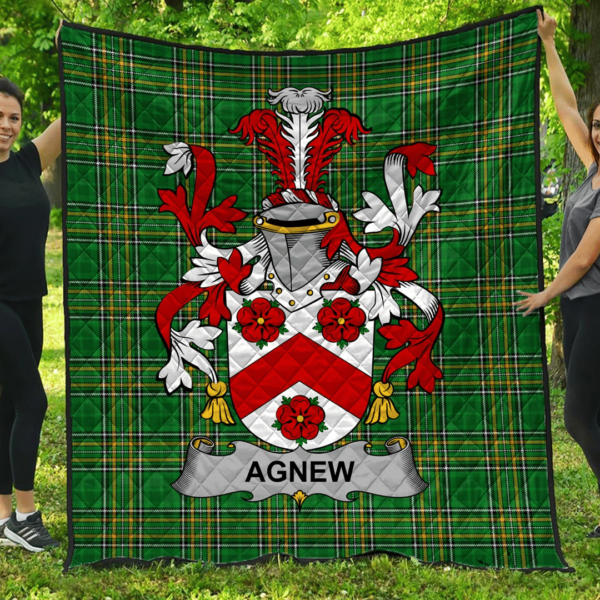 Agnew Irish Family Crest Premium Quilt - Irish National Tartan