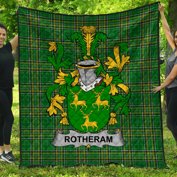 Rotheram Irish Family Crest Premium Quilt - Irish National Tartan