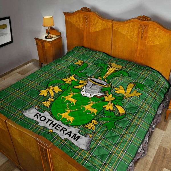 Rotheram Irish Family Crest Premium Quilt - Irish National Tartan - Image 2