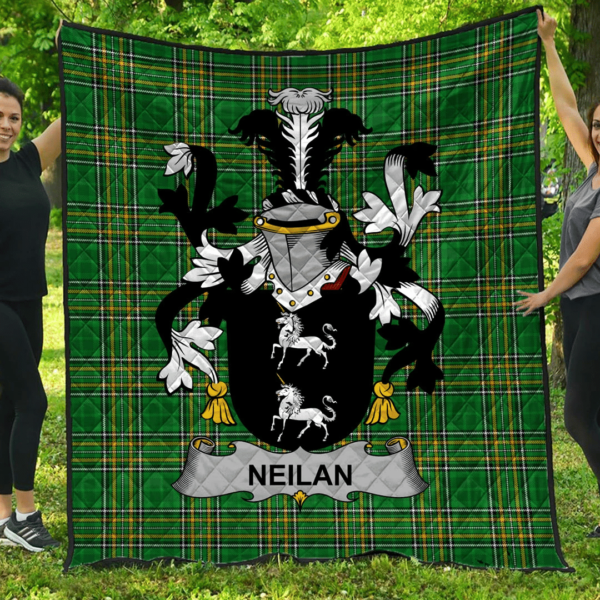 Neilan Or O'Neylan Irish Family Crest Premium Quilt - Irish National Tartan