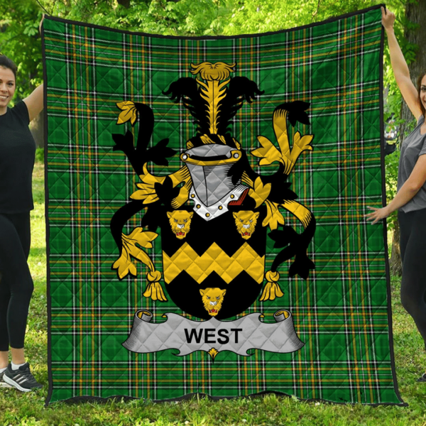 West Irish Family Crest Premium Quilt - Irish National Tartan