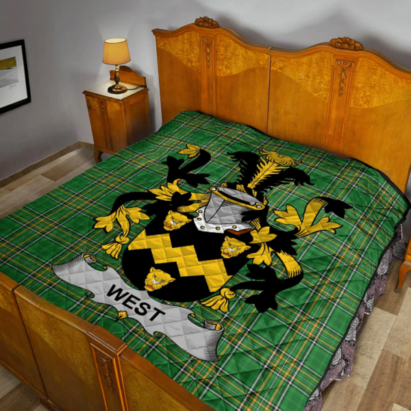 West Irish Family Crest Premium Quilt - Irish National Tartan - Image 2