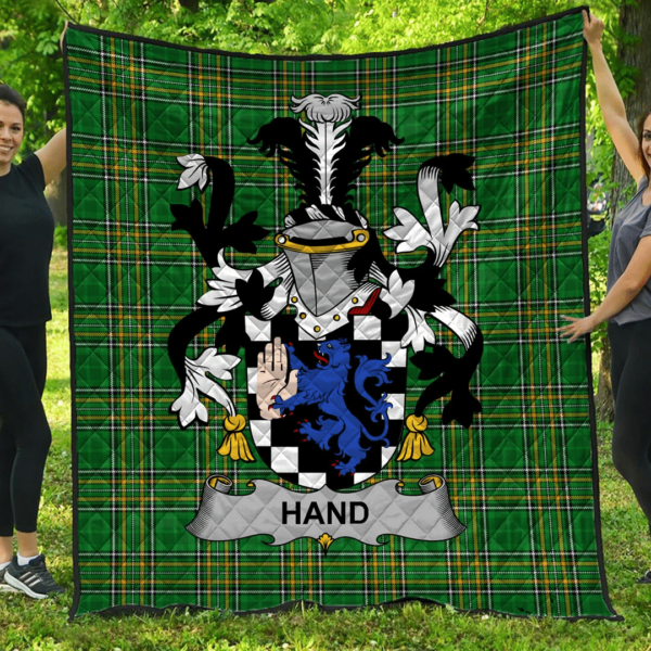 Hand Or Mcclave Irish Family Crest Premium Quilt - Irish National Tartan