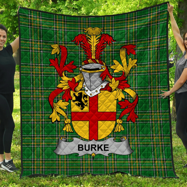 Burke Irish Family Crest Premium Quilt - Irish National Tartan