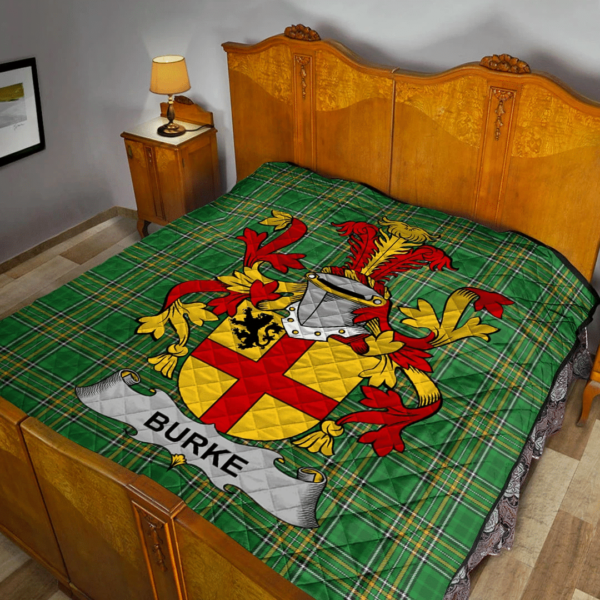 Burke Irish Family Crest Premium Quilt - Irish National Tartan - Image 2